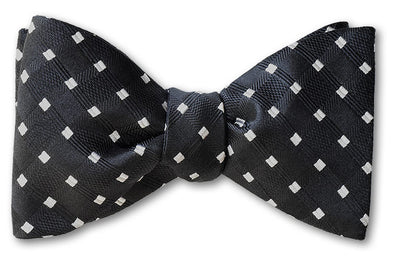 white woven diamond pattern formal bow tie