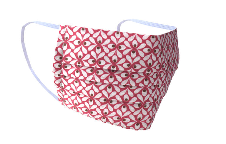 Floral Cotton Face Mask in Red Made in Italy