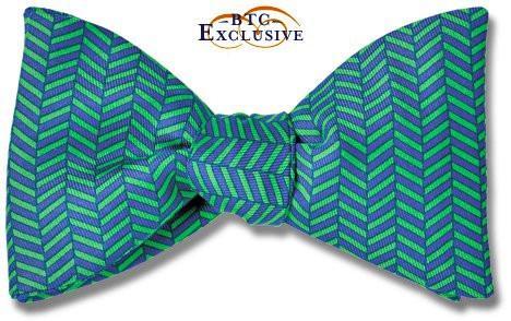 Chelsea Bow Tie Herringbone Blue Green American Made