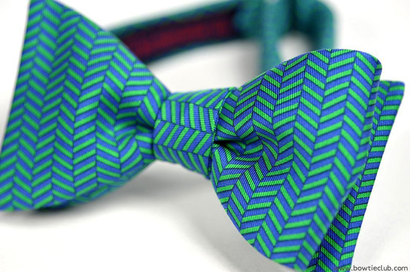 Chelsea Bow Tie Herringbone Blue Green American Made