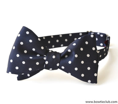 navy white polka dots bow tie churchill