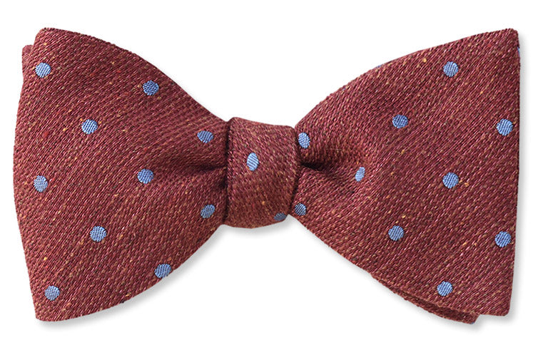 Brick Red Linen bow tie with threads of silk and wool