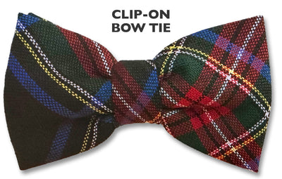 Stewart Black Mod Wool Tartan Wool Clip-on Bow Tie