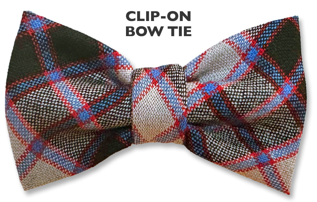 MacPherson Hunting Wool Tartan Plaid Clip-on Bow Tie