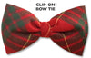 Cameron Modern Wool Tartan Plaid Red Clip-on Bow Tie