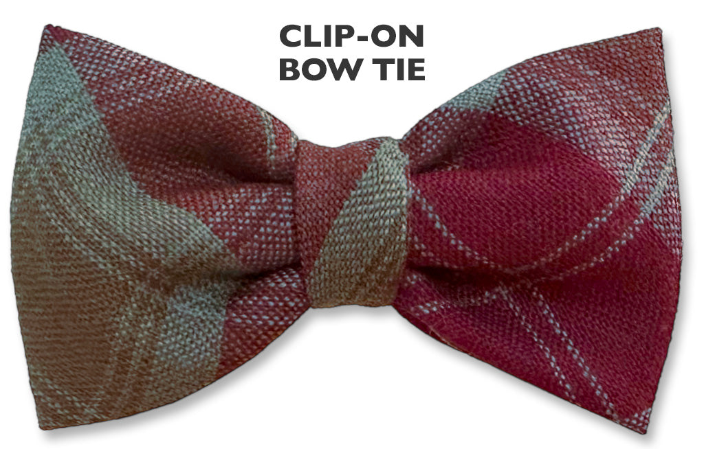 Lindsay Weathered Wool Tartan Plaid Clip-on Bow Tie