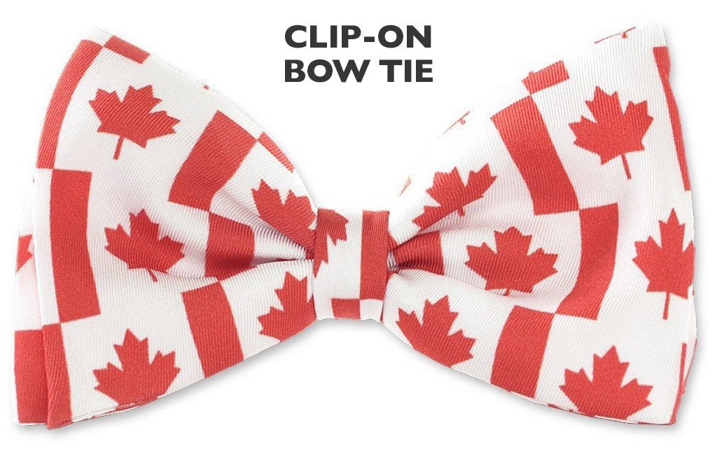 Canada Flag maple leaf Clip-on Bow Ties