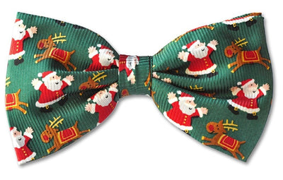 Christmas Green Santa Reindeer Clip-on Bow Tie