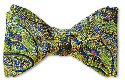 Green Paisley Holiday bow tie