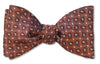 Pre-tied Copper Tree bow tie with teardrops of brown white and yellow