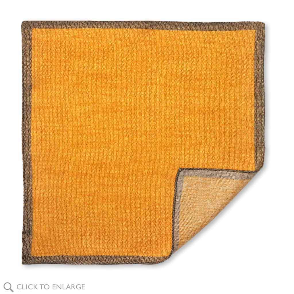 golden yellow and brown wool pocket square