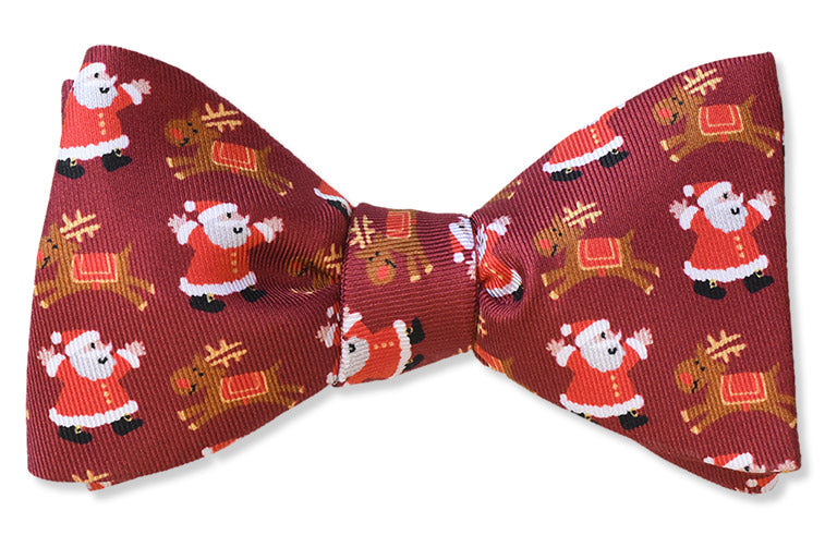 Red Christmas Holiday Santa Reindeer Bow Tie