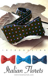 Italian Silk Red Brown Blue Navy Florets Bow Tie