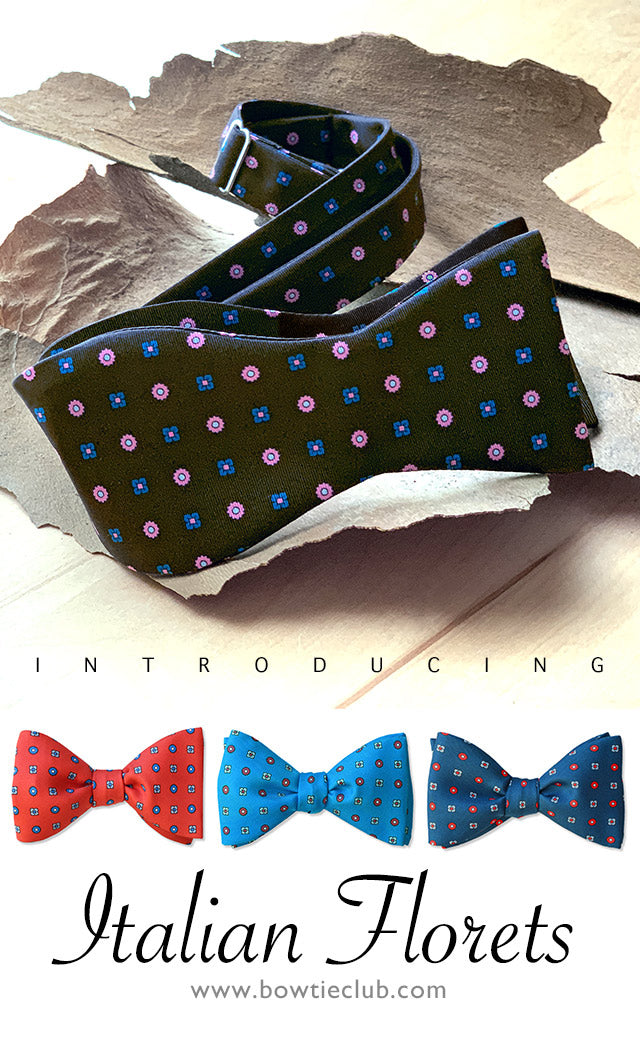 Azure Blue Men's Bow Tie With Brown and light blue florets