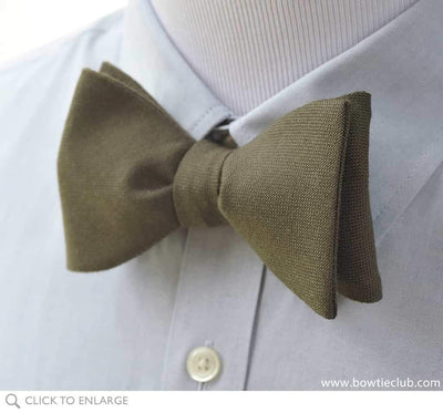 Deep Olive Green Wool Bow