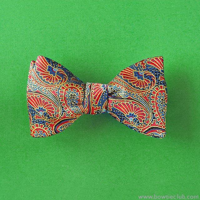 red paisley mens bow tie