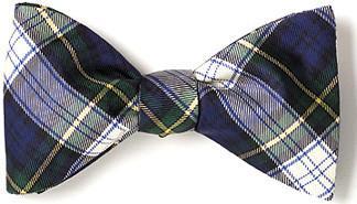 green tartan plaid bow tie
