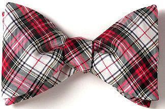 red white tartan plaid bow tie