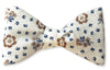 White Cotton floral Mens bow tie made in America