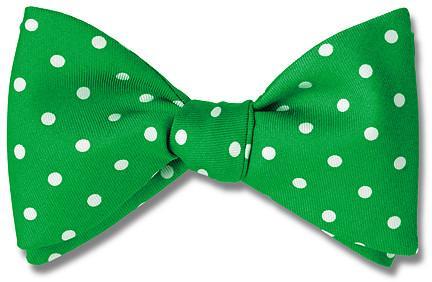 Bow Tie Polka Dots Green Premium Silk