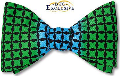 bow ties designer color block american made green blue silk