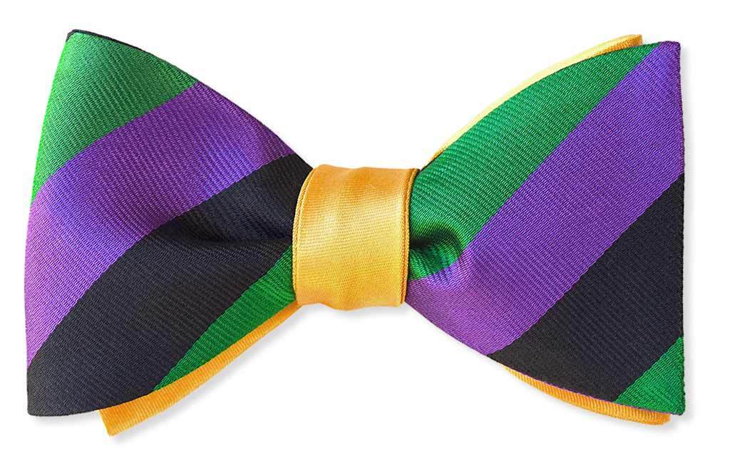 Fat Tuesday Mardi Gras Reversible Stripe Bow Tie