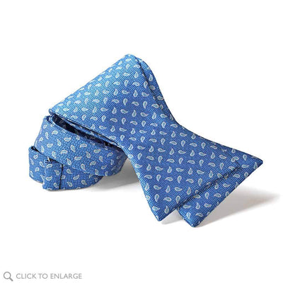 self tie blue floret bow tie
