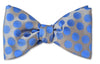 Grey woven Bow Tie With Blue Polka Dots