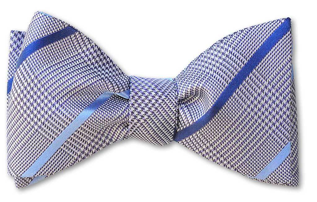 pre-tied purple glen plaid bow tie
