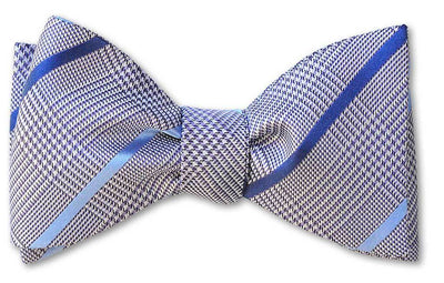pre-tied purple glen plaid bow tie