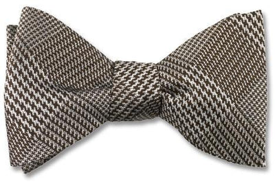 brown glen plaid silk woven bow tie
