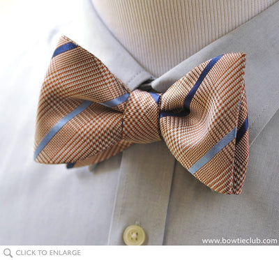 Brown Glen Plaid Silk Bow Tie