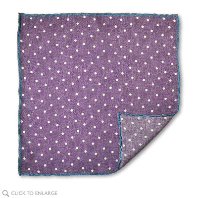 Purple Polka dot wool pocket square