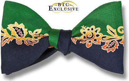 bow ties designer american made flower vine green black silk