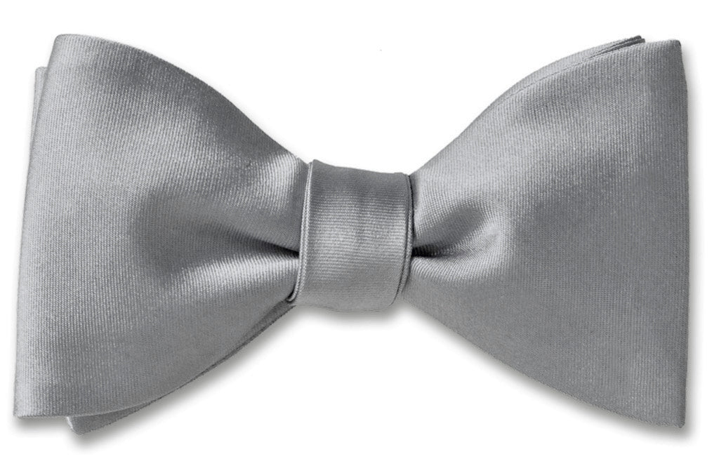 Grey Satin Bow Tie