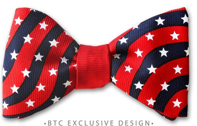 red white and blue bow tie