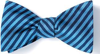 British Woven Stripes Silk Bow Tie Blue Navy