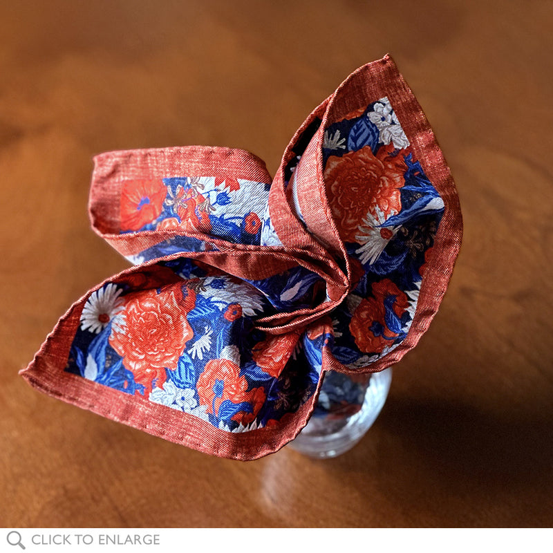 Heritage Bloom Red Pocket Square