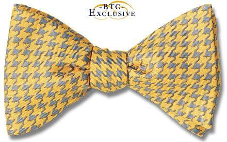 Icarus Yellow Grey Bow Tie Silk Houndstooth American Made