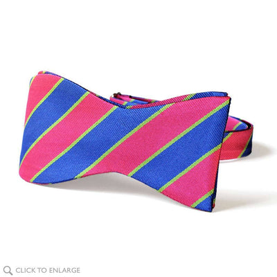 self tie pink British repp bow tie