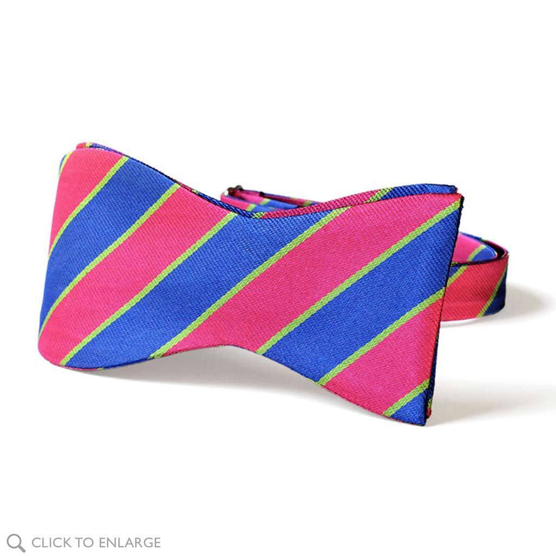 Pink and blue British Repp pre-tied bow tie