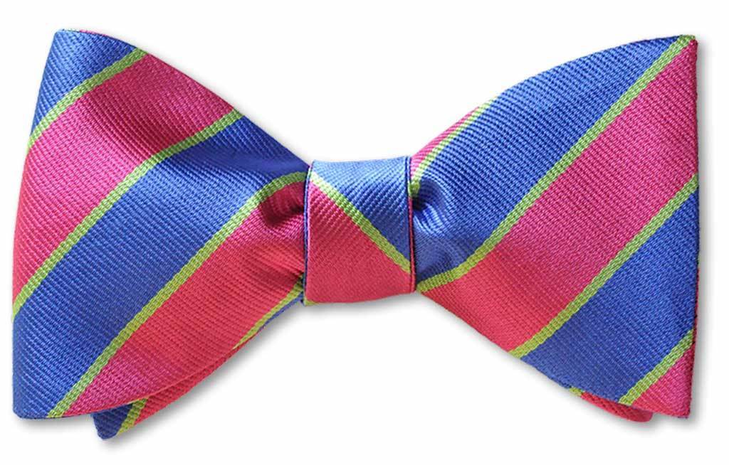 Pink and blue British Repp pre-tied bow tie