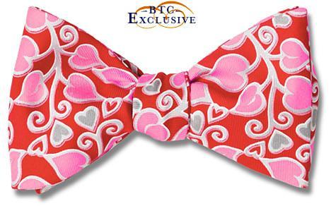 Hearts Valentine's Day Silk Bow Tie