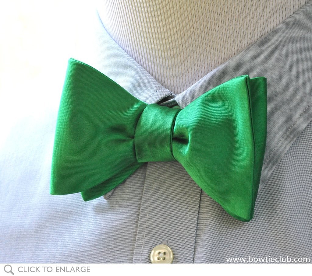 Kelly Green Satin Bow Tie