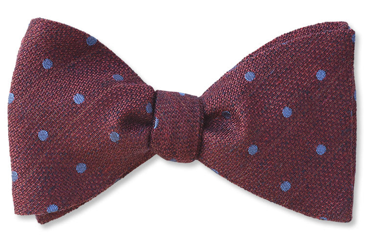 Linen Bow Tie in Burgundy woven with silk and wool 