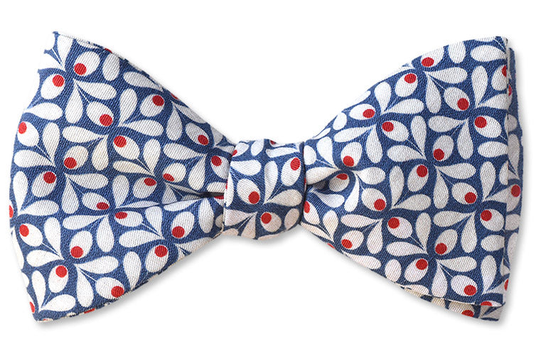 Blue Floral Cotton Men's Bow Tie