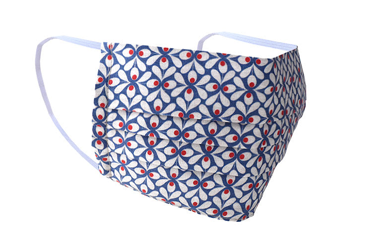 Blue Floral Face mask Made in Como Italy