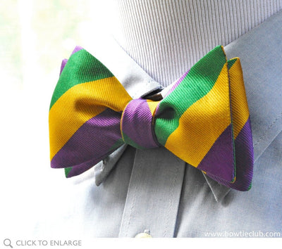 mardi gras bow tie on shirt