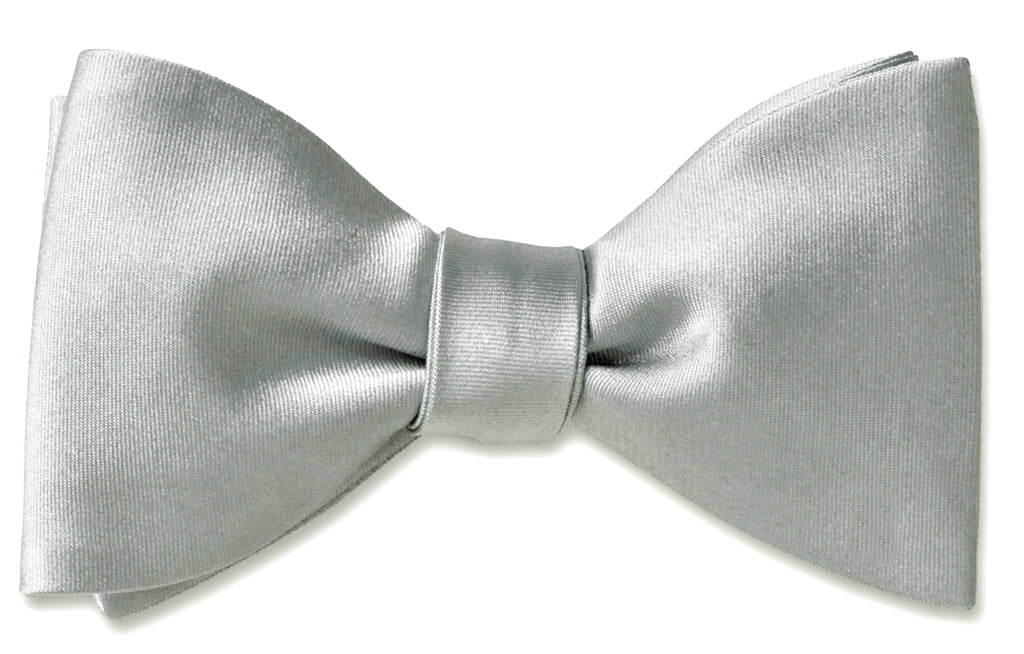 Light Grey Satin Bow Tie