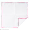 White Linen Pocket Square with pink Hand Rolled Edge Made In Italy